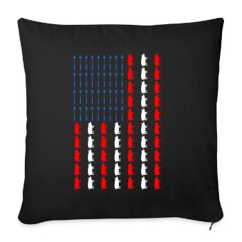 BBQ amerikanische Flagge Schweinefleisch und Gabeln lustiges Barbecue - Sofakissenbezug 45 x 45 cm - Schwarz - Vorne