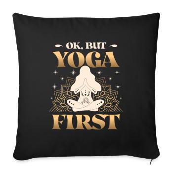 Ok, mais le yoga était le premier, Lotus Namaste - Housse de coussin décorative 45 x 45 cm - noir - Devant