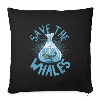 Sauvez les baleines - Housse de coussin décorative 45 x 45 cm - noir - Devant