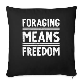 Foraging Means Freedom Mycology Mushroom Hunter - Sofa pillowcase 17,3'' x 17,3'' (45 x 45 cm) - black - Front