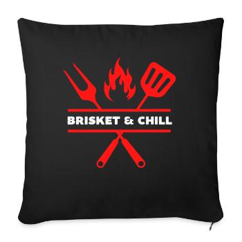 Brisket und chillen, lustiges BBQ - Sofakissenbezug 45 x 45 cm - Schwarz - Vorne