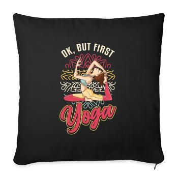 Ok, mais le yoga était le premier, Lotus Namaste - Housse de coussin décorative 45 x 45 cm - noir - Devant