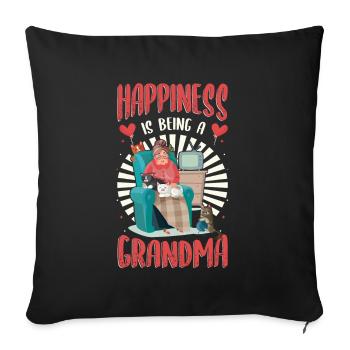 Happiness Is Being A Grandma Pregnancy Announcement - Sofa pillowcase 17,3'' x 17,3'' (45 x 45 cm) - black - Front