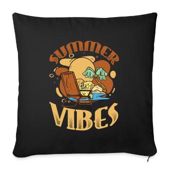 Summer Vibes Beach Club Summer Vacation - Sofa pillowcase 17,3'' x 17,3'' (45 x 45 cm) - black - Front
