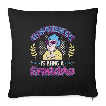 Happiness Is Being A Grandma Pregnancy Announcement - Sofa pillowcase 17,3'' x 17,3'' (45 x 45 cm) - black - Front