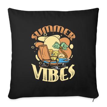 Summer Vibes Beach Club Summer Vacation - Sofa pillowcase 17,3'' x 17,3'' (45 x 45 cm) - black - Front