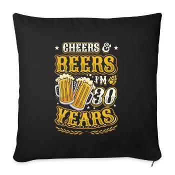 Acclamations et bière J’ai 30 ans - Housse de coussin décorative 45 x 45 cm - noir - Devant
