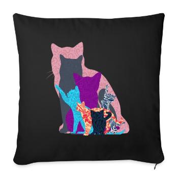 Katzen-Collage - Sofakissenbezug 45 x 45 cm - Schwarz - Vorne