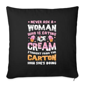 Sad Women Heartbreak Lovesickness Crème glacée - Housse de coussin décorative 45 x 45 cm - noir - Devant