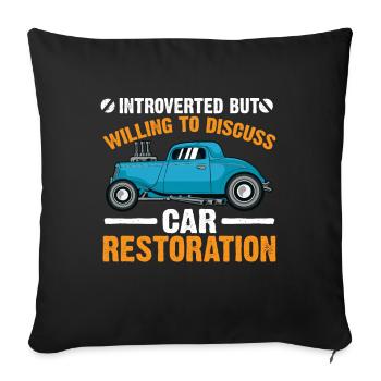 Prêt à discuter de la restauration de voiture - Housse de coussin décorative 45 x 45 cm - noir - Devant