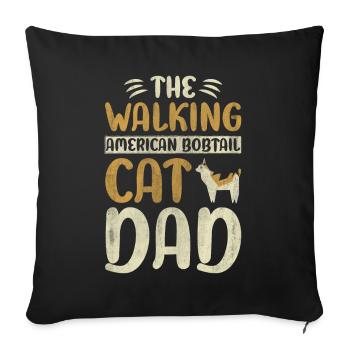 The Walking American Bobtail Cat Dad Cat Walking - Sofakissenbezug 45 x 45 cm - Schwarz - Vorne