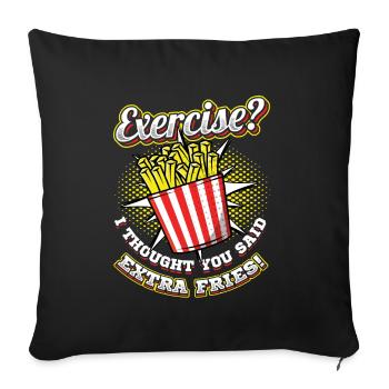 Faire de l’exercice Français frites - Housse de coussin décorative 45 x 45 cm - noir - Devant