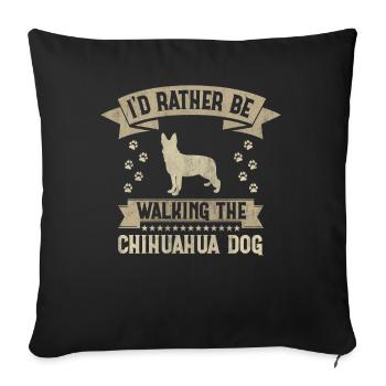 Je préfère promener l’amoureux des chiens Chihuahua - Housse de coussin décorative 45 x 45 cm - noir - Devant