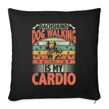 Teckel Chien Promener Est Mon Cardio Chien Amoureux Chiot - Housse de coussin décorative 45 x 45 cm - noir - Devant