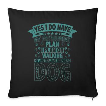 Plan de retraite Promener mon chien de berger australien - Housse de coussin décorative 45 x 45 cm - noir - Devant