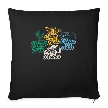 Rette die Bienen Pflanze mehr Bäume Tag der Erde - Sofakissenbezug 45 x 45 cm - Schwarz - Vorne