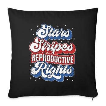 Retro Stars Stripes Reproductive Rights 4th of - Sofa pillowcase 17,3'' x 17,3'' (45 x 45 cm) - black - Front