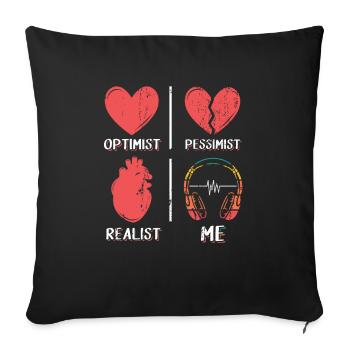 Casque DJ amateur de musique - Housse de coussin décorative 45 x 45 cm - noir - Devant