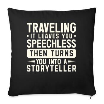 Voyage Voyage Escapade Vacances Touriste - Housse de coussin décorative 45 x 45 cm - noir - Devant