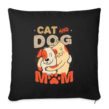 Cat and dog mother, pets. - Sofa pillowcase 17,3'' x 17,3'' (45 x 45 cm) - black - Front