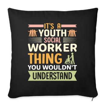 C’est une affaire de travailleur social pour les jeunes - Housse de coussin décorative 45 x 45 cm - noir - Devant