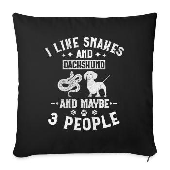 Snakes And Dachshund And Maybe 3 People Boa Puppy - Sofa pillowcase 17,3'' x 17,3'' (45 x 45 cm) - black - Front