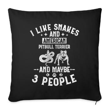Snakes And American Pitbull Terrier And 3 People - Sofa pillowcase 17,3'' x 17,3'' (45 x 45 cm) - black - Front