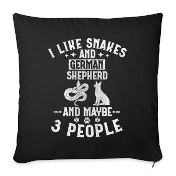 Snakes And German Shepherd And Maybe 3 People - Sofa pillowcase 17,3'' x 17,3'' (45 x 45 cm) - black - Front