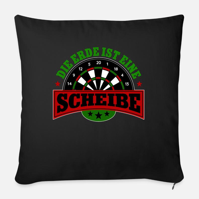Die Erde ist eine Scheibe Darts Dartspieler - Sofakissenbezug 45 x 45 cm - Schwarz