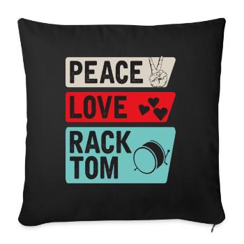 Peace Love Rack Tom Music Instrument - Sofa pillowcase 17,3'' x 17,3'' (45 x 45 cm) - black - Front