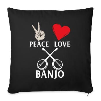 Peace Love Banjo Bluegrass Musique - Housse de coussin décorative 45 x 45 cm - noir - Devant
