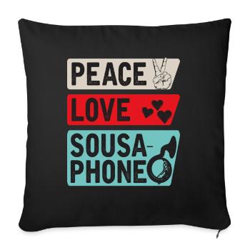 Peace Love Sousaphone Tuba Sousaphone - Sofakissenbezug 45 x 45 cm - Schwarz - Vorne