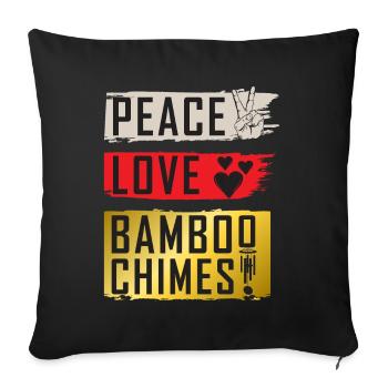 Peace Love Bambo Chimes Instrument de musique - Housse de coussin décorative 45 x 45 cm - noir - Devant