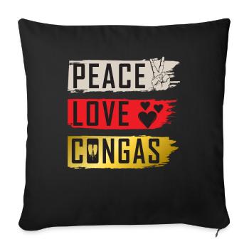 Peace Love Congas Instrument Conga Drum - Sofa pillowcase 17,3'' x 17,3'' (45 x 45 cm) - black - Front