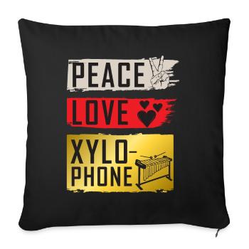 Peace Love Xylo Phone Instrument - Sofakissenbezug 45 x 45 cm - Schwarz - Vorne