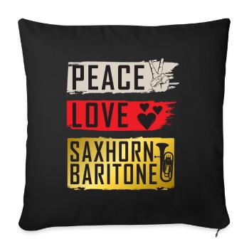 Peace Love Saxophone Baryton Instrument - Housse de coussin décorative 45 x 45 cm - noir - Devant