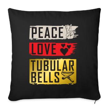 Peace Love Instrument de cloches tubulaires - Housse de coussin décorative 45 x 45 cm - noir - Devant