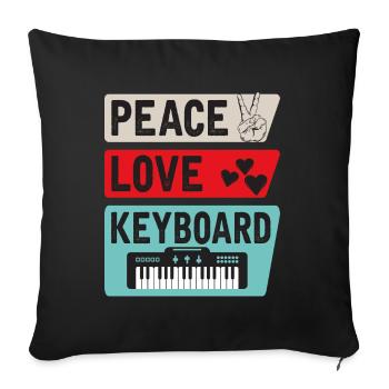 Peace Love Keyboard Piano Instrument - Sofa pillowcase 17,3'' x 17,3'' (45 x 45 cm) - black - Front