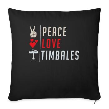 Peace Love Timbales Instrument de musique - Housse de coussin décorative 45 x 45 cm - noir - Devant