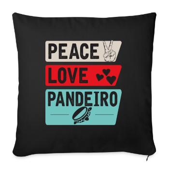 Peace Love Pandeiro Drum - Sofakissenbezug 45 x 45 cm - Schwarz - Vorne