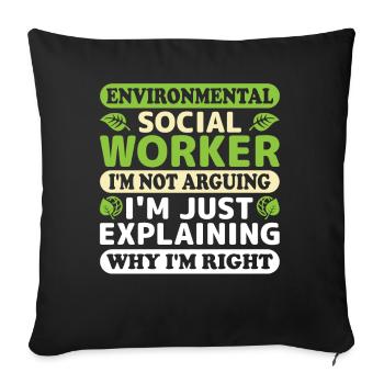 Environmental Social Worker Job Environmentalist - Sofa pillowcase 17,3'' x 17,3'' (45 x 45 cm) - black - Front