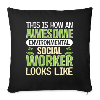 Environmental Social Worker Job Environmentalist - Sofa pillowcase 17,3'' x 17,3'' (45 x 45 cm) - black - Front