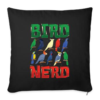 Bird Watching Nerd - Sofa pillowcase 17,3'' x 17,3'' (45 x 45 cm) - black - Front