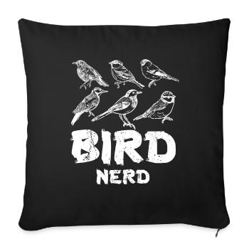 Observation des oiseaux Nerd - Housse de coussin décorative 45 x 45 cm - noir - Devant