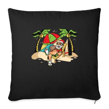 Christmas In July, Party, Surfing, Santa Hawaiian - Sofa pillowcase 17,3'' x 17,3'' (45 x 45 cm) - black - Front