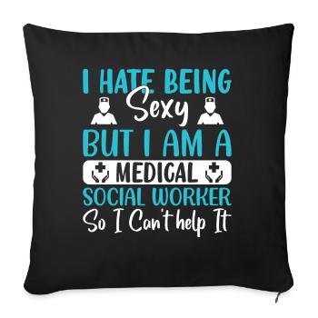 Travailleur social médical Emploi Hôpital - Housse de coussin décorative 45 x 45 cm - noir - Devant