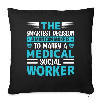 Travailleur social médical Emploi Hôpital - Housse de coussin décorative 45 x 45 cm - noir - Devant