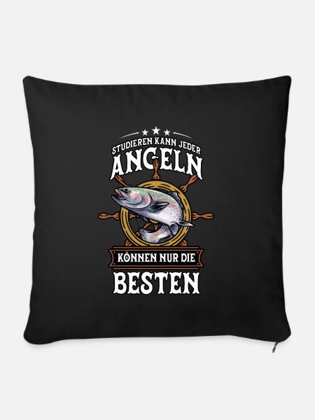 Angeln Angler - Sofakissenbezug 45 x 45 cm - Schwarz