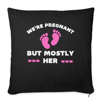 Nous sommes enceintes mais surtout elle - Housse de coussin décorative 45 x 45 cm - noir - Devant