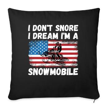 Je ne ronfle pas je rêve im une motoneige - Housse de coussin décorative 45 x 45 cm - noir - Devant